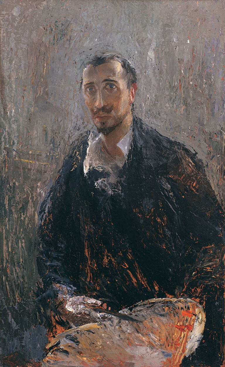 Angiolo D'Andrea, Autoritratto con tavolozza (1900-1910), private collection
