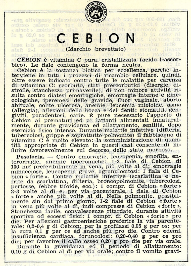 Cebion instructions leaflet, 1952