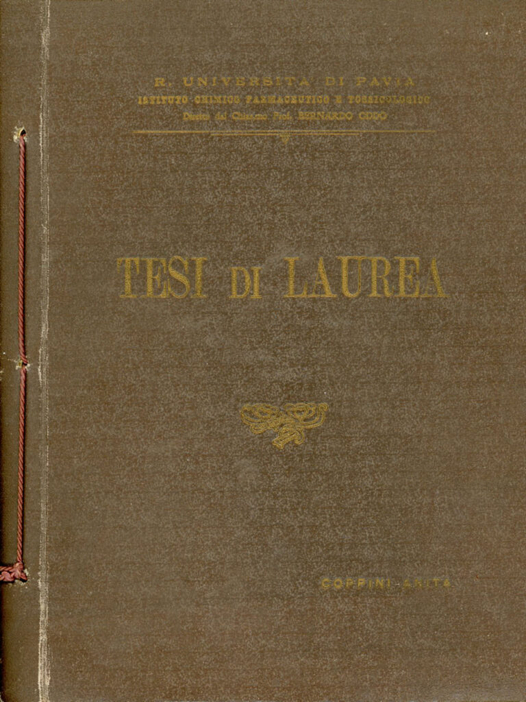 Cover of Anita Coppini's degree thesis, 1933