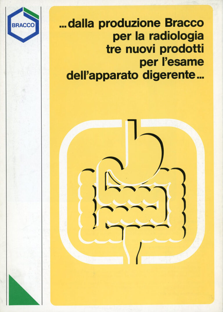 Brochure for Bracco's contrast agents for digestive systems, 1980s