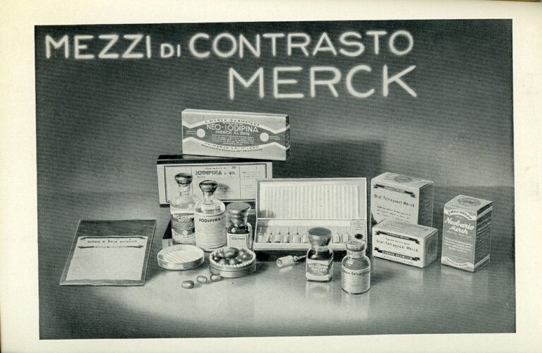 Advertisement for contrast media made by S.A. Bracco, formerly Italmerck, 1935