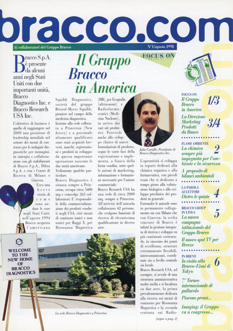 Cover of the house organ Bracco.com from August 1998