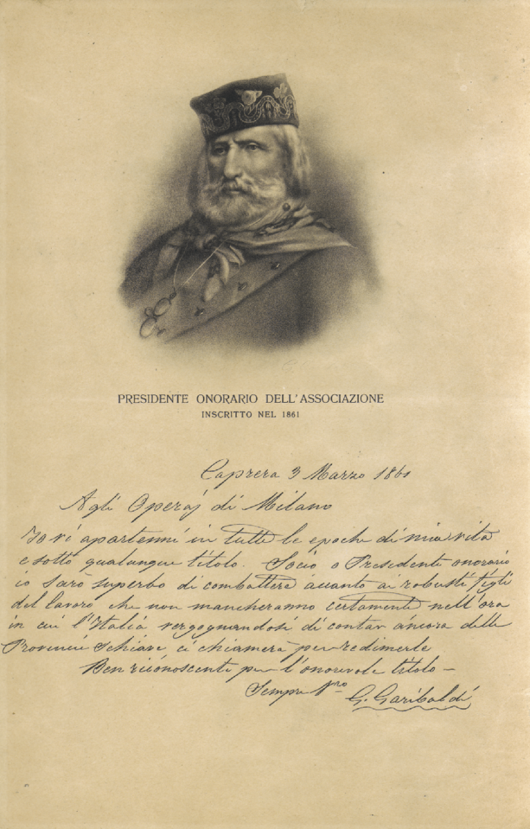 Letter from Garibaldi to workers of Milan, 3 March 1861 