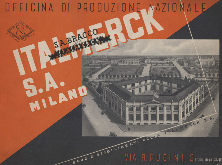 Pamphlet from S.A. Bracco formerly Italmerck with head office at Via Fucini, Milan, late 1930s