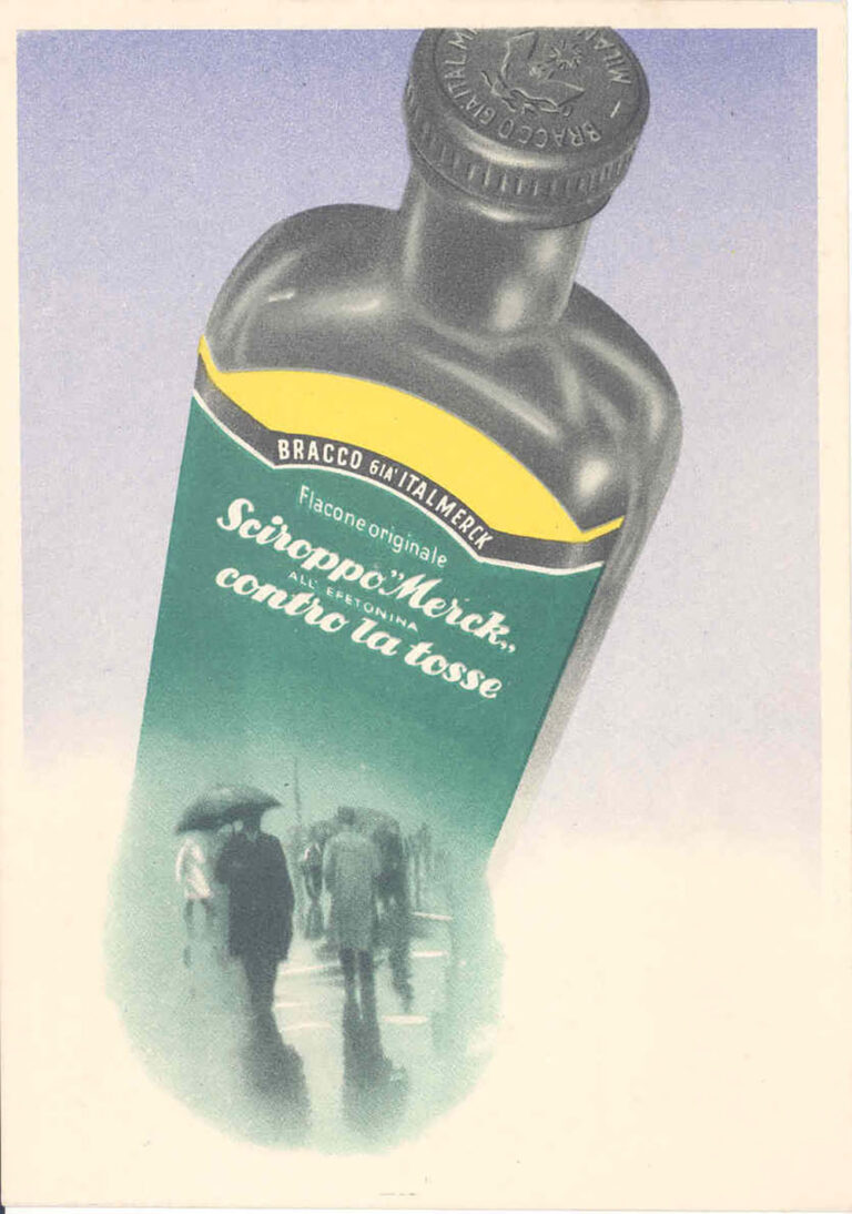 Cartolina dello sciroppo Merck, anni '50