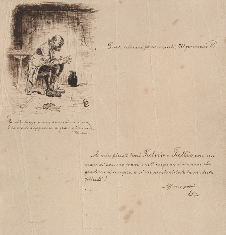 A letter sent by Elio Bracco to his children from prison in Graz, 1916