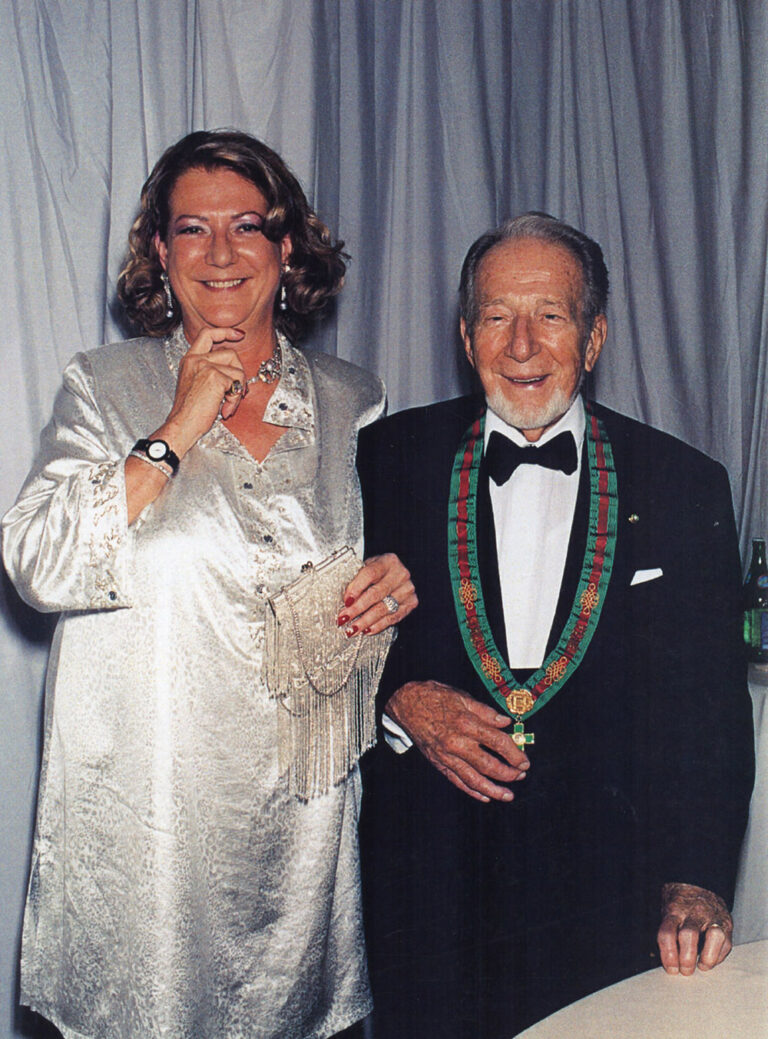 Fulvio Bracco, newly "decano" of the Order of Merit for Labour, with his daughter Diana, 2002