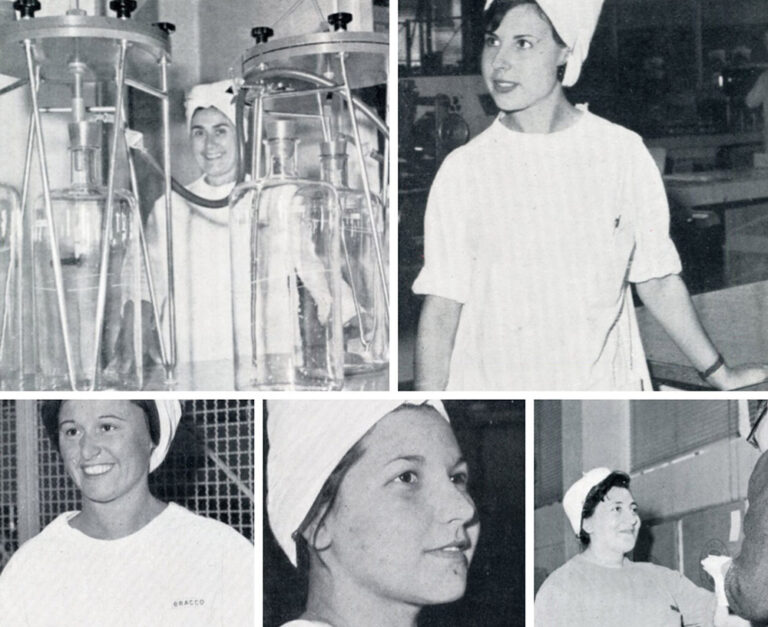 Alcune dipendenti del reparto di produzione delle specialità medicinali, 1964