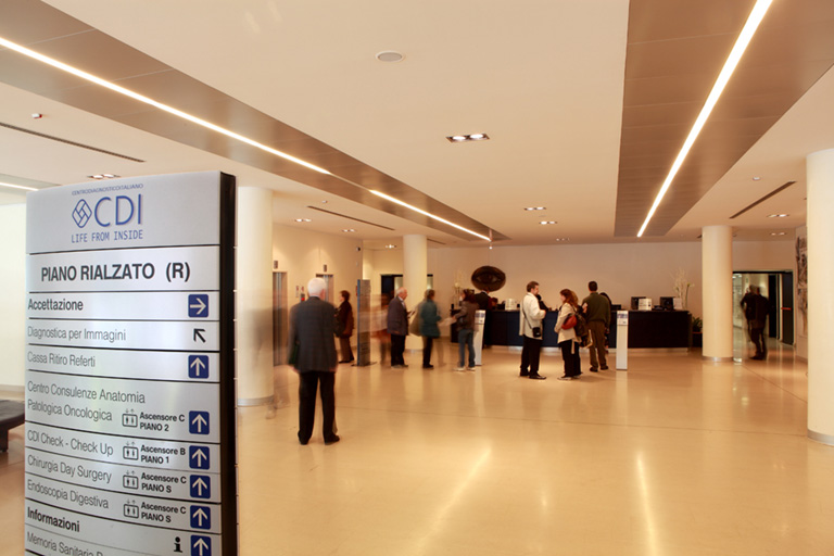 Entrance of one of the Italian Diagnostic Center clinics in Milan, 2012