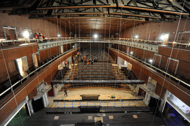 La sala principale del Teatro Civico "Roberto de Silva" in costruzione, 13 maggio 2021