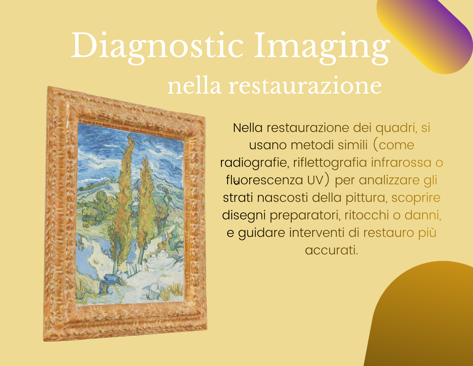 Flyer divulgativo sulla diagnostica per immagini applicata all'arte, studenti Lagrange